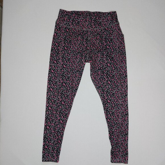 Live Well Active Womens 14/16W Athletic Leggings Ankle Black Grey Pink Animal - Picture 1 of 16